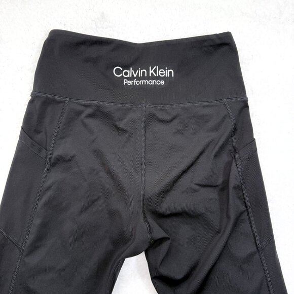 Calvin Klein Performance Leggings Pockets Stretch Black Size M Athletic Workout - Picture 2 of 10